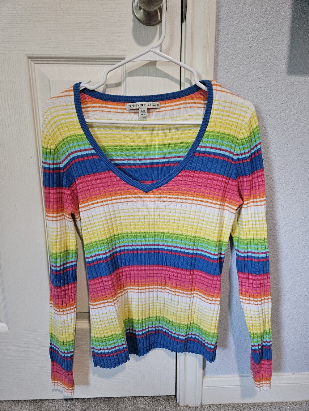 Tommy Hilfiger 2004 Y2K Long Sleeve Multicolored Top